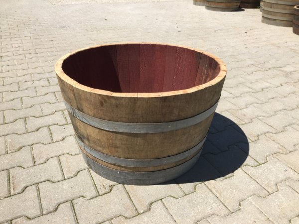 Holzfass 100 Liter hell, Pflanzkübel 1/2 225 Liter